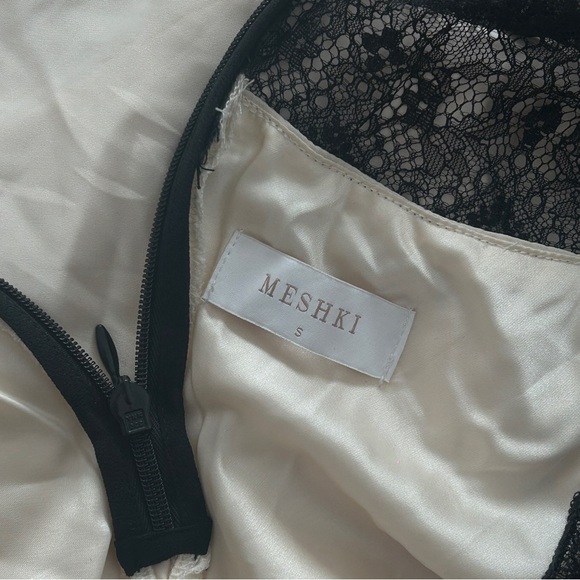 Meshki Lace And Satin Mini Dress - Black/Ivory - Picture 8 of 8
